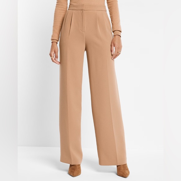 Beige High Waist Wide Leg Trouser main image 0